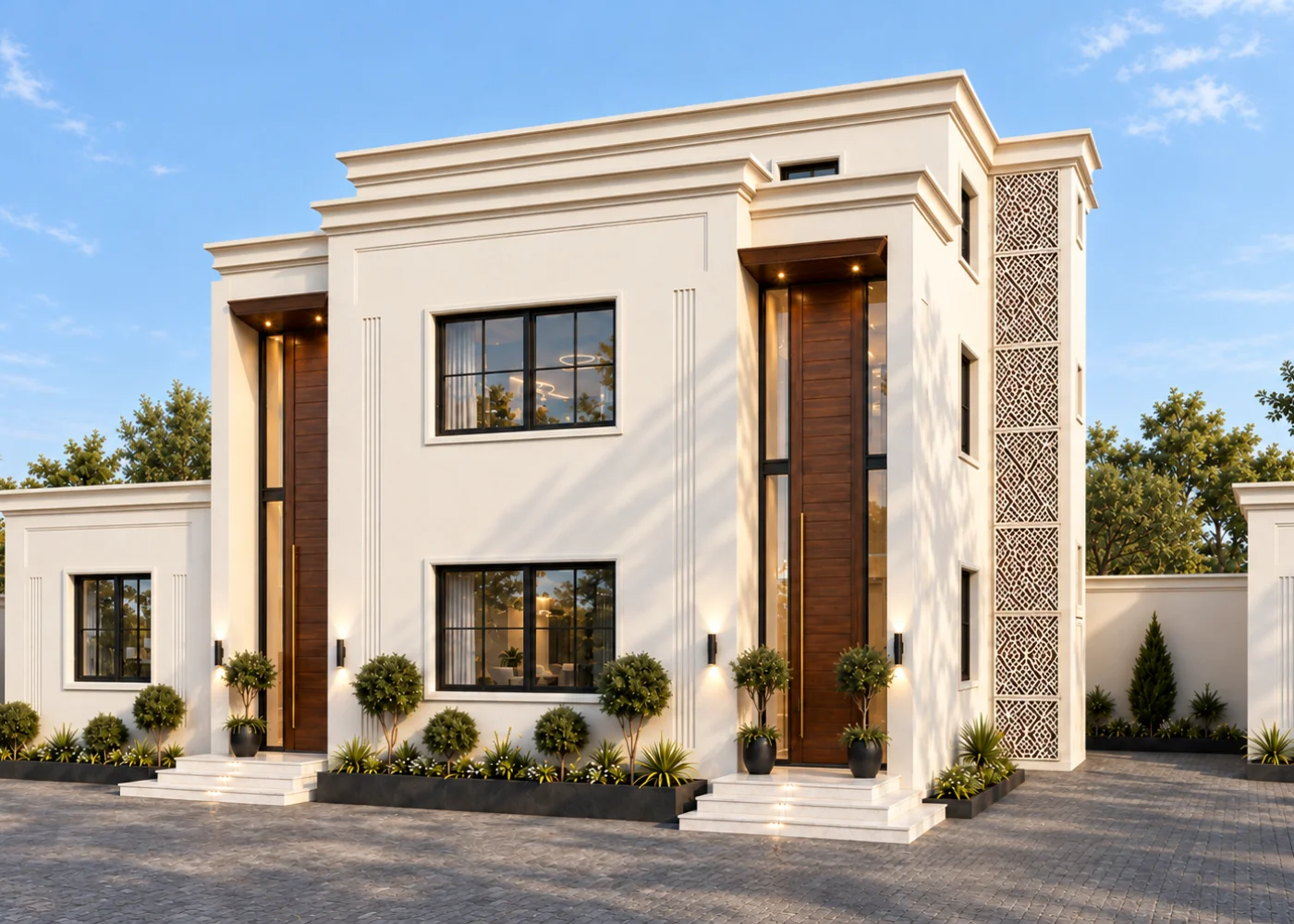 فيلا سكنية بتصميم يجمع بين الأناقة الكلاسيكية والبساطة المعاصرة