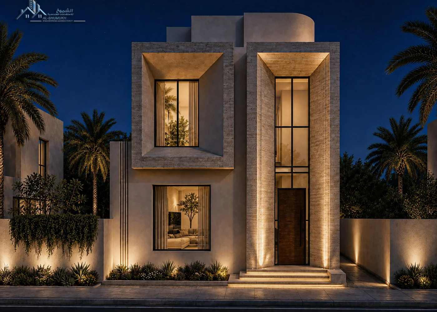 فيلا سكنية بتصميم هندسي معاصر